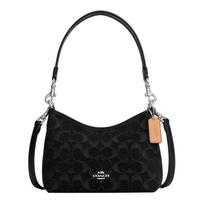 COACH Laurel 19 presbyopia mahjong bag cotton and cowhide underarm shoulder bag small size women's black juoda
