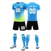 Men Soccer Uniform Set Quick Dry Jersey Shorts Socks Athletic Sportswear Kit for Training Matches Team Clubs 20 mėlyna