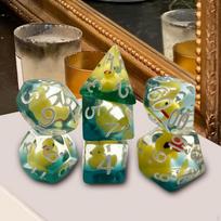 7 Pieces Acrylic Polyhedral Dices Set Bar Toys Filled with Ducks D4-D20 for Role Playing RPG Card