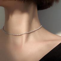 Popular Silver Colour Sparkling Clavicle Chain Choker Necklace For Women Fashion Fine Jewelry Party Gifts