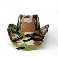 Camouflage Summer Men's Women's Vintage Western Cowboy Hat Handmade Straw Weaving Beach Sun Hat Gentleman Lady Cowgirl Jazz Hat 56-58CM