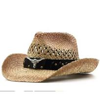 New Hollow straw hat Straw Cowboy Hats WesternBeach Felt Sunhats Party Cap for Man Women3colors summer jazz straw hat M (56-58CM)