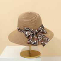 new Women Summer Big Floppy Hat Wheat Straw Hat with Black White Ribbon Lace Tie Wide Brim Sun Hat UV Protection Beach Cap 55-58cm chaki