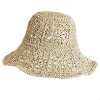 L93F Floppy Crocheted Straw Hat Breathable Handmade Hat Summer Holiday Decors
