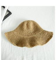 Simple Girl Raffia Sun Hat Wide Brim Floppy Summer Hats For Women Beach Panama Straw Dome Bucket Hat Femme Shade Hat chaki