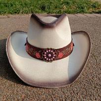 Cowboy Hat Summer Turquoise Leather Accessories Outdoor Travel Visor Hat for Men and Women Retro Gentleman Western kapelusz kow M55-58cm