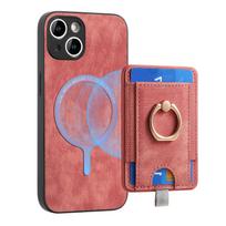 Applicable To IPhone16 Pro Mobile Phone Case Magnetic Card Bag Detachable Ring Holder Strong Magnetic Apple 15 Protective Case iPhone 16 Pro Max rožinė