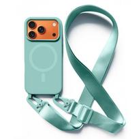 Crossbody Lanyard Case For iphone 17 Air 16 15 14 13 12 Mini 11 Pro Max Plus For Magsafe Silicone Soft Magnetic Back Cover iPhone 12 mini mėtų žalios spalvos