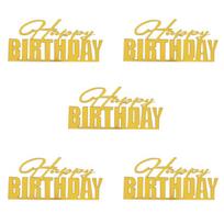 5pcs Happy Birthday Cake Toppers Mirror Acrylic Side Cake Decorations for Kids Adults Birthday Cake Dessert DIY Decor Supplies