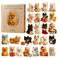 Pomeranian Advent Calendar 2026 with 2D Acrylic Dog Ornaments 24 Days Christmas Countdown Calendar Gift for Pomeranian Lovers L