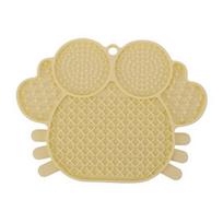 Silicone Dog Lick Mat with Suction Cup Anxiety Relief Crab Shape Pet Food Mat Anti-tip Slow Eating Bowl Peanut Butter Licking Mat Enrichment Toy geltona