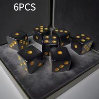6pcs Black & Gold Dice Set, Acrylic D6 Numbered 1-6 for Board Games, Wargaming, Tabletop & Party Fun juoda