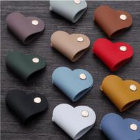 5 Pcs Heart Shaped Faux Leather Cable Ties, Multi-ColorCordOrganizerfor Earphones, Reusable Cable Management Clips for Men Women balta