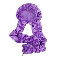 Hair Curling Hat Smooth Satin Hat Curling Fabric Braids Twists Soft Breathable Hat Women Sleeping violetinė
