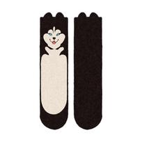 Cartoon Husky Dog Plush Socks Hedgehog Thicken Warm Socks Fashion Sleeping Socks Women  Girls Husky