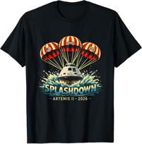 Artemis II Orion Moon Mission Splashdown T-Shirt S įvairiaspalvis