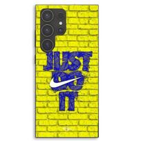 Coque Pour Samsung Galaxy S23 Ultra logo just do it couleur bleu front jaune Maniacase juoda