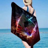 Flaming Poker Cards Beach Towel, Super Soft Microfiber, Gift for Her/Him, Birthday, for Pool, Beach, Travel, Home Decor Fan gifts 70cmx140cm(27x55inch)