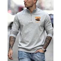 Tokyo Metro's New Men's Casual Sportswear with Supercar Print, Stylish and Cool Long Sleeved Polo Shirt with Zipper S pilka