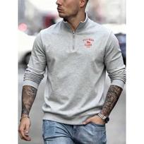 It's Beauty Clark Print New Men's Casual Sportswear, Stylish and Cool, Fashionable Zipper Long Sleeved Sportswear Top S pilka