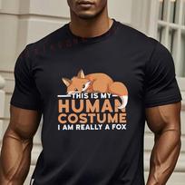 Funny I Am A Fox Disguised As A Human TShirt Casual Short Sleeve Tees S