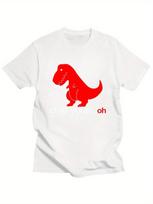 ZX Summer Hot Selling Mens Pure Cotton Tshirt  Interesting Dinosaur Cartoon Pattern with Clap Your Oh Text 3XL
