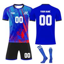 Men Soccer Jersey Set Quick Dry Uniform with Shorts and Socks Athletic Team Sportswear for Training Match 16 mėlyna