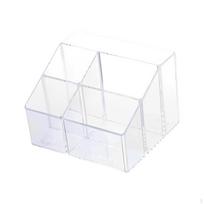 Pencil Pen Holder Clear Desk Organizer Makeup Brushes 5 Compartments Desktop Stationery