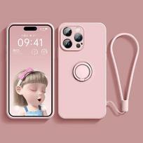 Liquid Silicone Case For For Iphone 16 16e 1 13 Mini 14 12 11 Pro Max Plus Phone Holder Ring Stand Protect Cover With Wrist Strap iPhone 11 Pro