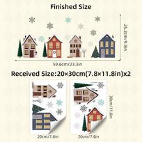 Christmas Houses Window Stickers Removable Self-adhesive Double Sided Snowflakes Xmas Tree Wall Glass Decals for Home Decoration
