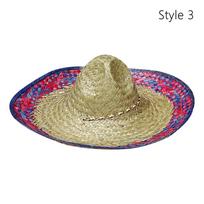 Mexican Sombrero Hat Straw Weave Wide Brim Beach Sun Hat Authentic Mexican Costume Breathable Jazz Hat for Outdoor Holiday