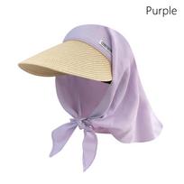 New Retro Headscarf Hat Quick Drying Sweet Loli Sun Hat Adjustable Lace-up Peaked Cap Outdoor Seaside Vacation violetinė