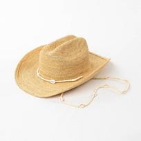 USPOP Women Crochet Raffia Cowboy Hat with Shell Bead Chin Cord Wide Brim Sun Hat 4 Sizes Available S 55cm
