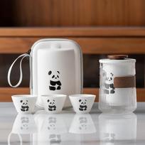 Cute Panda Tea Set Anti Heat Hand Grip Chinese Congou Tea Set Tea Making Equipment  Outdoor Camping Style A