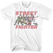 Street Fighter Retro Vintage Group Photo White T-Shirt S balta