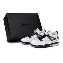 Jordan Air Jordan 4 Vintažiniai krepšinio batai Vyriški vidutinio aukščio juodi/balti FV5029-100(Team80-S-BOX) 44.5