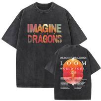 Rock Band Imagine Dragons Vintage Washed Tshirt Men Women Gothic Oversized T Shirts Unisex Casual Cotton Tshirts Streetwear S