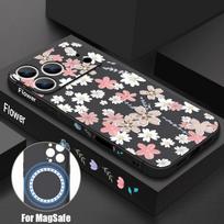 White Flower Case For iPhone 17 Pro Max iPhone 16 15 14 13 Pro Max Magnetic For Magsafe Soft Silicone Phone Back Cover iPhone 14 Pro juoda