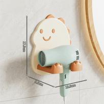 Cute Wall Mounted Hair Dryer Storage Rack Self Adhesive Little Dinosaur Hair Dryer Holder Punch Free Bathroom Organizer oranžinė