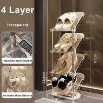 Transparent Shoe Rack Light Luxury Multi-Tiers Shoes Shelf Clear Shoes Storage Rack Tilted Save Space Shoe Cabinet 4/5 Layers