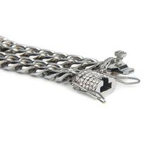 Luxury Heavy Cuban Link Chain Iced Out Rhinestones Triple Lock Stainless Steel Long Necklace Men Hiphop Rapper Jewelry 10mm 75cm sidabras