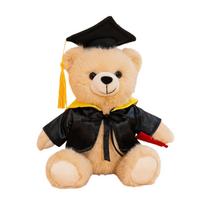 Graduation Teddy Bear Plush Toy Wearing Academic Gown and Cap Holding Diploma Soft Stuffed Animal Gift for Graduation Ceremony and Celebration One Size
