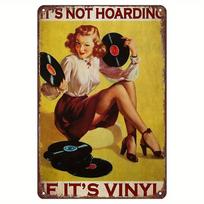 Atsparus oro sąlygoms vinilinių plokštelių kolekcionieriaus metalinis ženklas - Išgręžtos skylės Matuoklinis plienas - Retro Deco  Tai ne kolekcionavimas (as the picture,20x30cm)