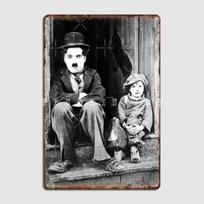 DORA Skardinis ženklas Chaplinas Vaikas D Metalinis ženklas Klubas Baras Sienų dekoras Kino teatras Garažas Sukurti Skardinio ženklo plakatas 20x30cm（7.8x11.8inch） gray