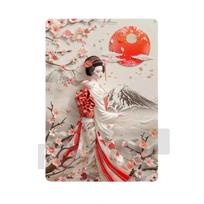 Mfoever Tin Japanese Geisha Kimono Metal SignD Elegant Japan Cherry Blossoms Art PosterHomeRoomOfficeIzakayacafeStudio Wall Decor (as the picture,20x30cm-)