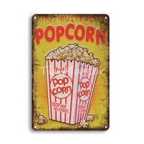 Hisun Tin Sign POPCORN BBQ Burgers Hot Dogs Metal Wall Art Tin Sign Vintage Poster Cafe Kitchen Pub Restaurant Cafeteria Sweet Home Decor 20x30cm