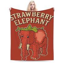 Strawberry Elephant Funny Italian Brainrot Gaming Meme Blankets Quality Super Soft  Bedding Throws Winter Picnic Couch Bed 75x90cm
