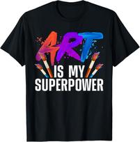 Cool Art For Men Women Art Teacher Artist Painter Superpower T-Shirt S įvairiaspalvis