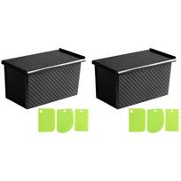 2X Bread Pans with Dough Scraper Cutter-Pullman Loaf Pan with Lid,Covered Bread Pan