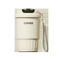 Vaso térmico de acero inoxidable con doble tapa para café y bebidas portátil para viaje